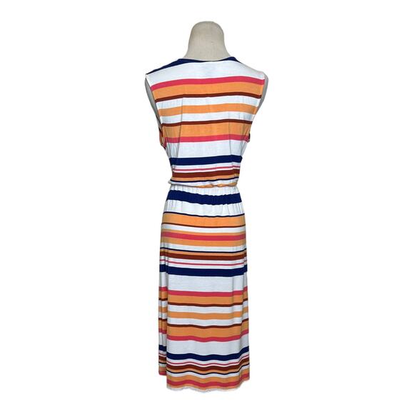 Merona multicolor striped cap sleeves summer dress size M - Picture 2 of 8